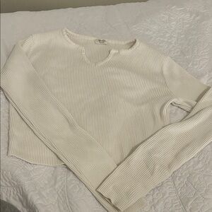 Brandy Melville Off-White Ribbed Knit Top
